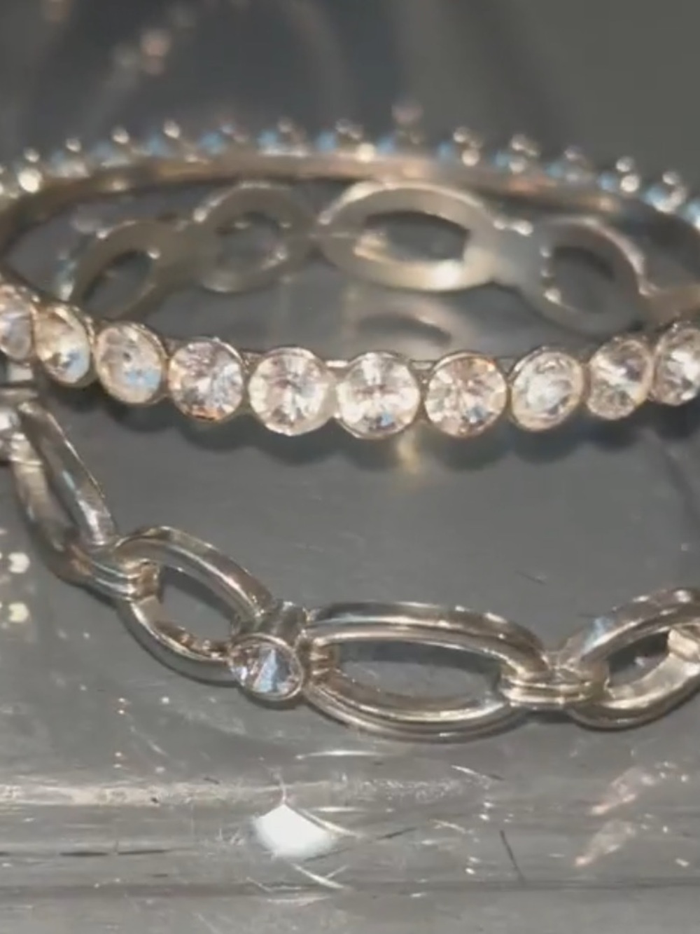 Silver Crystal Bangle Bracelet Set - Women Jewelry